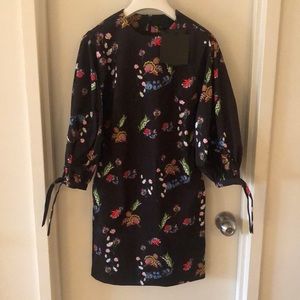 Cynthia Rowley iris floral tie sleeve dress